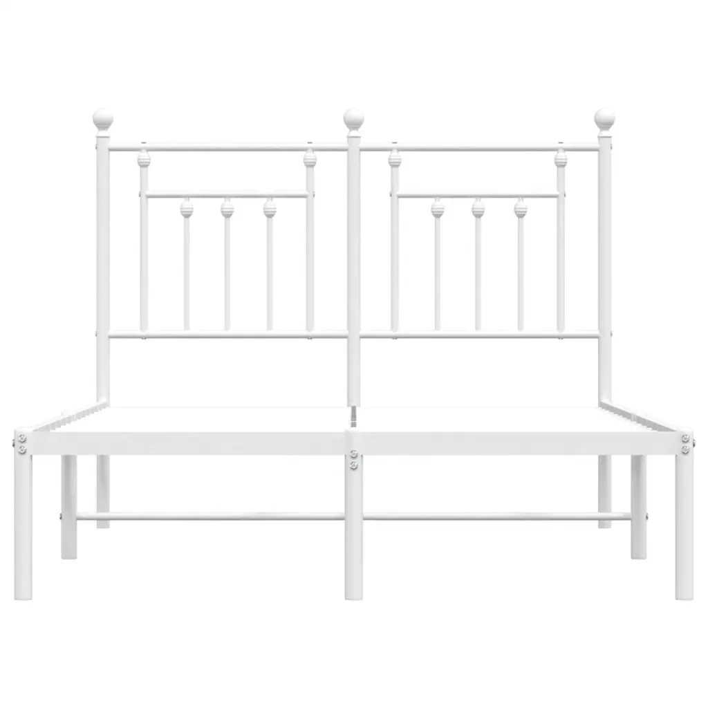 Letto matrimoniale | Letto per adulti | Giroletto con Testiera Metallo Bianco 120x190 cm - Image 6
