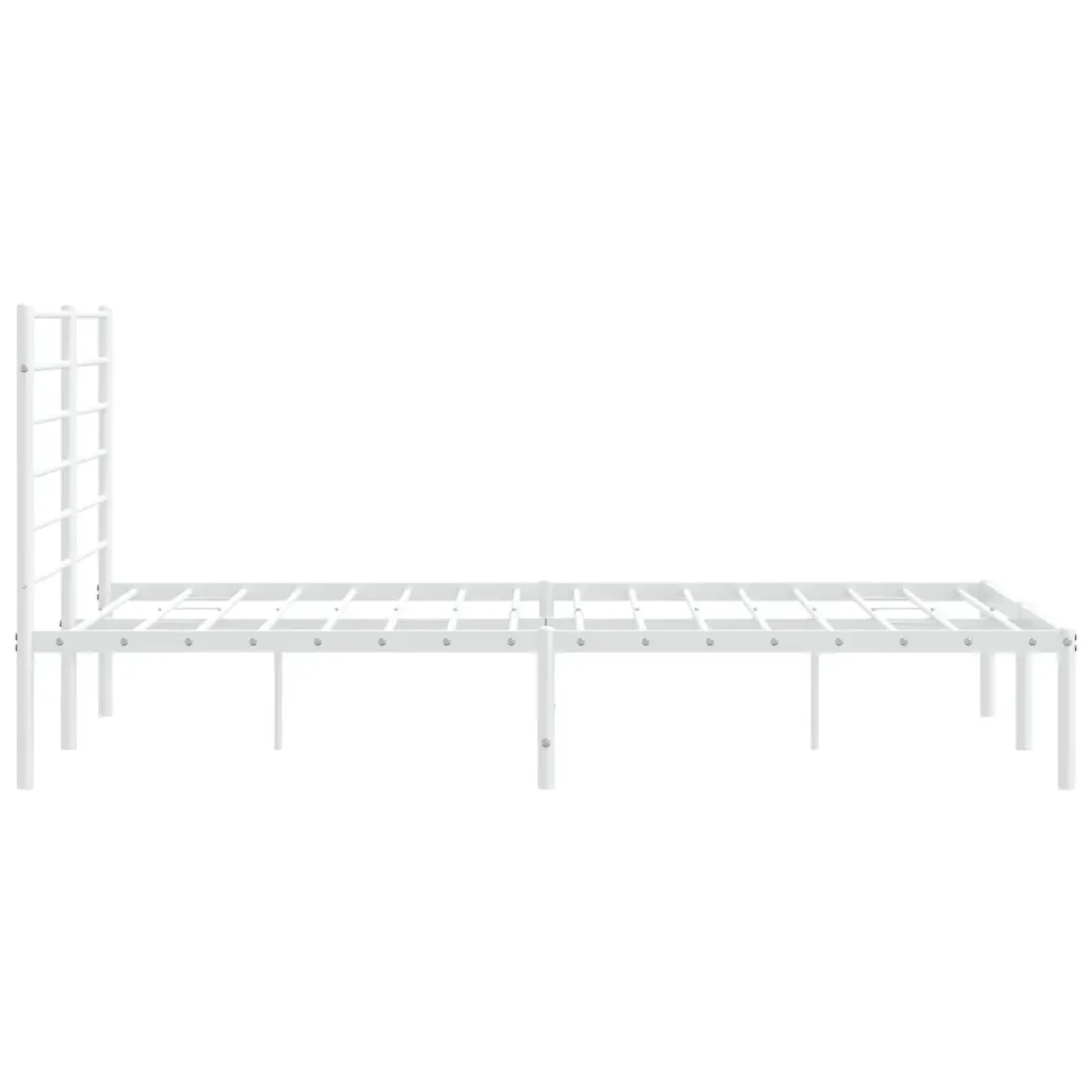 Letto matrimoniale | Letto per adulti | Giroletto con Testiera Metallo Bianco 135x190 cm - Image 7