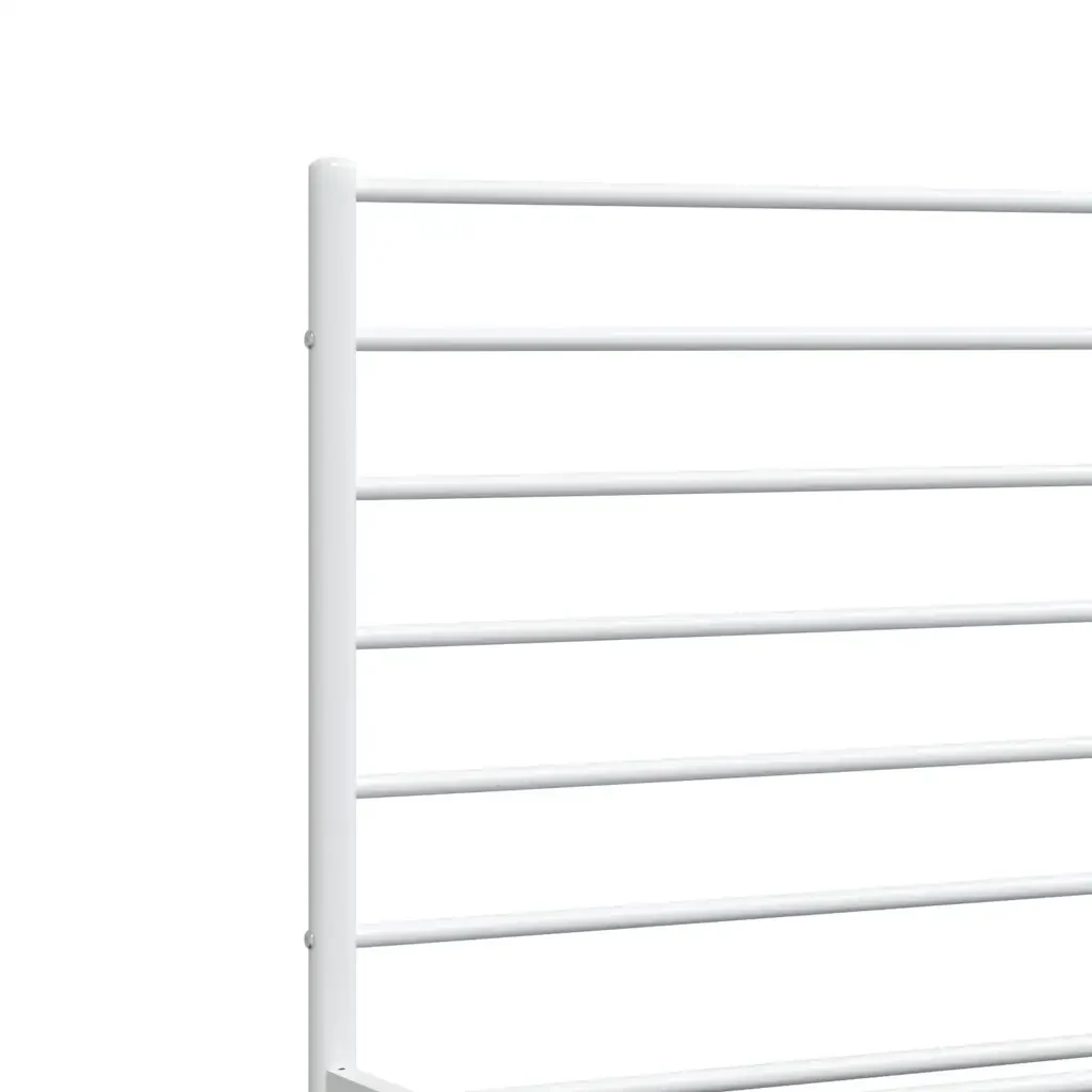 Letto matrimoniale | Letto per adulti | Giroletto con Testiera Metallo Bianco 135x190 cm - Image 9