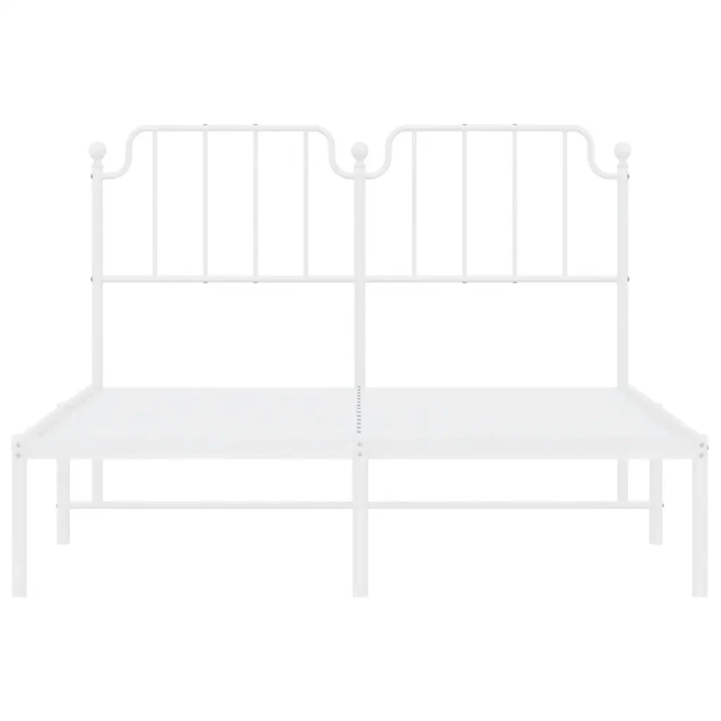 Letto matrimoniale | Letto per adulti | Giroletto con Testiera Metallo Bianco 135x190 cm - Image 6