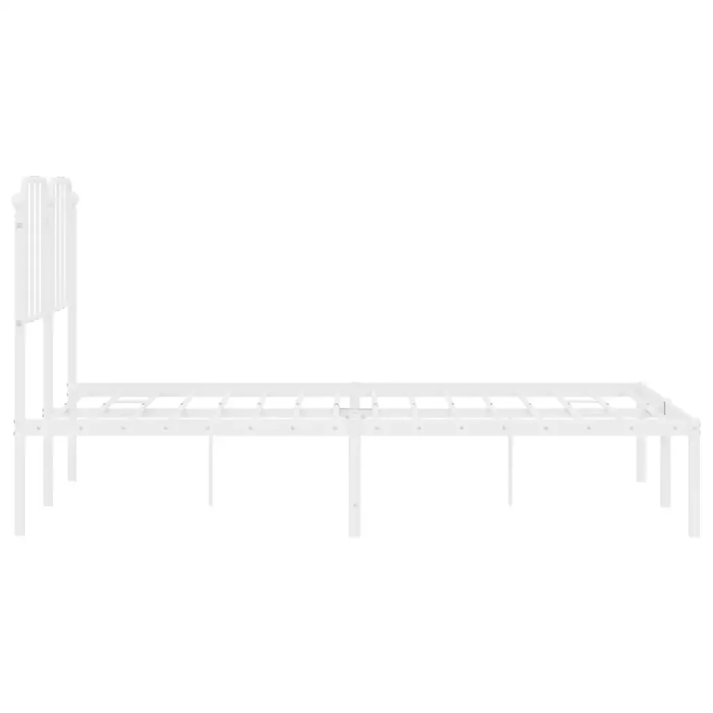 Letto matrimoniale | Letto per adulti | Giroletto con Testiera Metallo Bianco 135x190 cm - Image 7