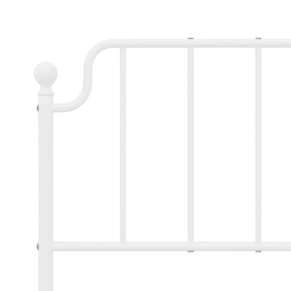 Letto matrimoniale | Letto per adulti | Giroletto con Testiera Metallo Bianco 135x190 cm - Image 9