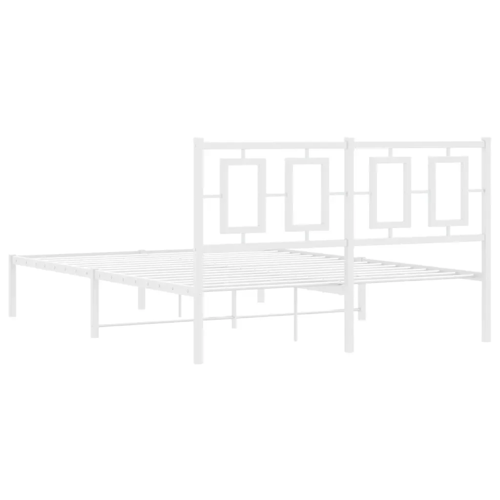 Letto matrimoniale | Letto per adulti | Giroletto con Testiera Metallo Bianco 135x190 cm - Image 7