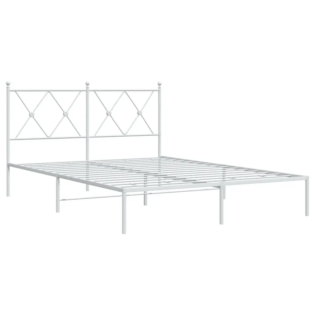 Letto matrimoniale | Letto per adulti | Giroletto con Testiera Metallo Bianco 135x190 cm - Image 3