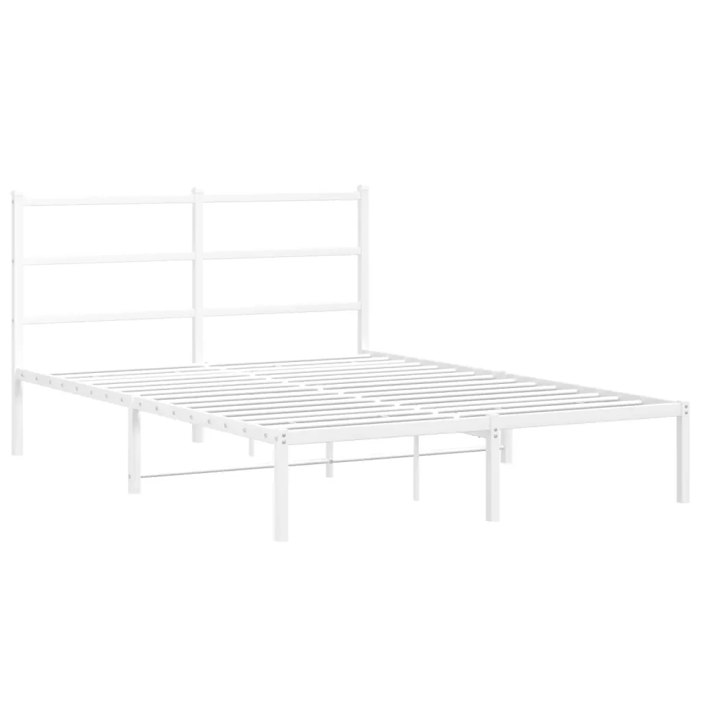 Letto matrimoniale | Letto per adulti | Giroletto con Testiera Metallo Bianco 135x190 cm - Image 4