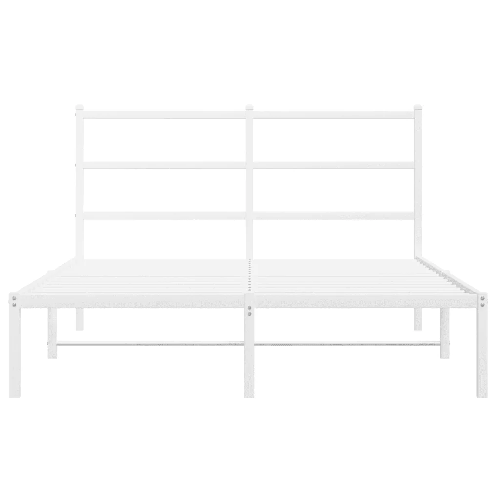 Letto matrimoniale | Letto per adulti | Giroletto con Testiera Metallo Bianco 135x190 cm - Image 5