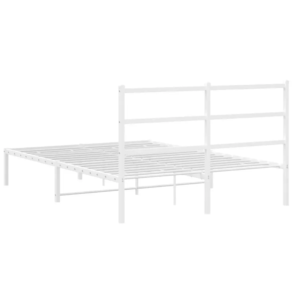 Letto matrimoniale | Letto per adulti | Giroletto con Testiera Metallo Bianco 135x190 cm - Image 7