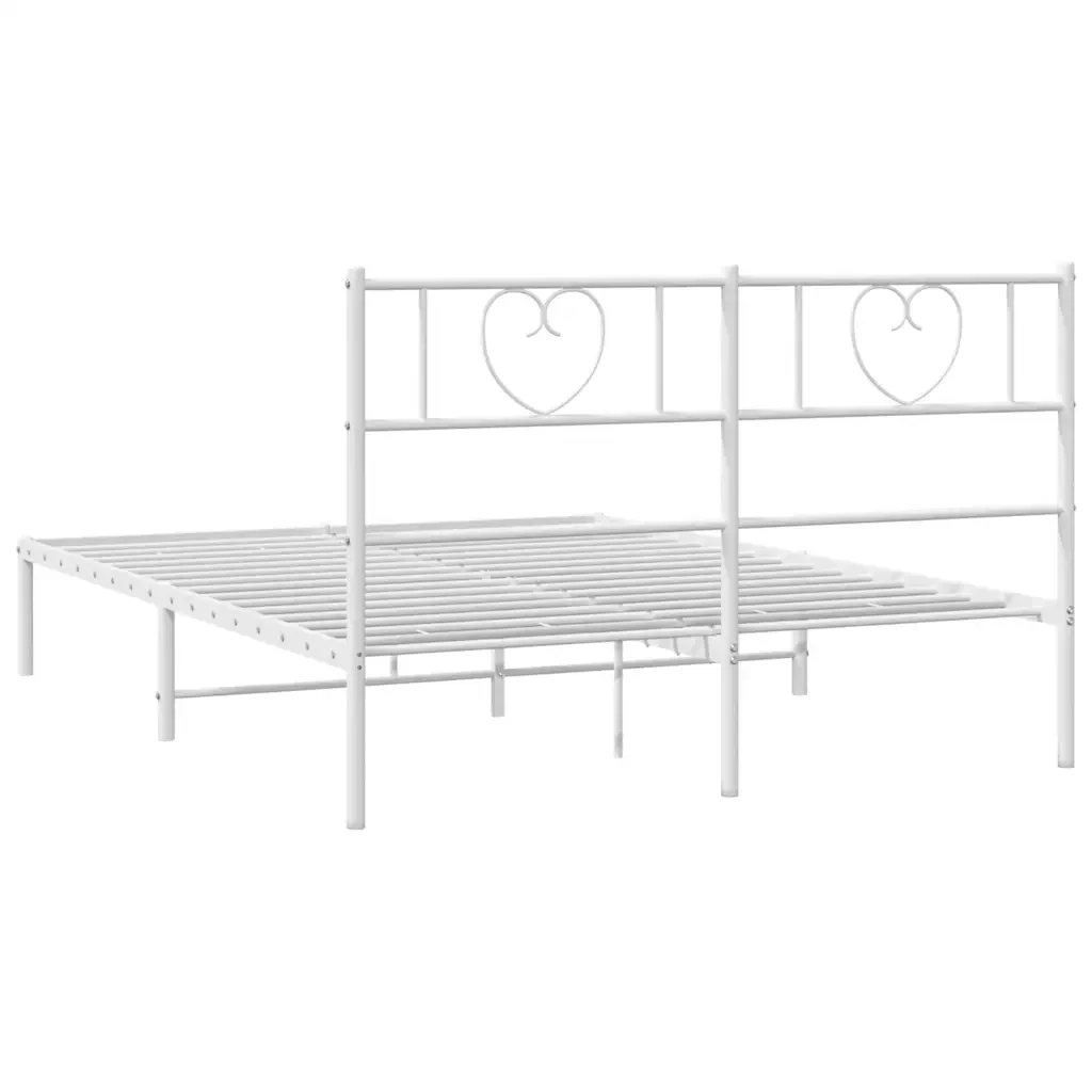 Letto matrimoniale | Letto per adulti | Giroletto con Testiera Metallo Bianco 135x190 cm - Image 8