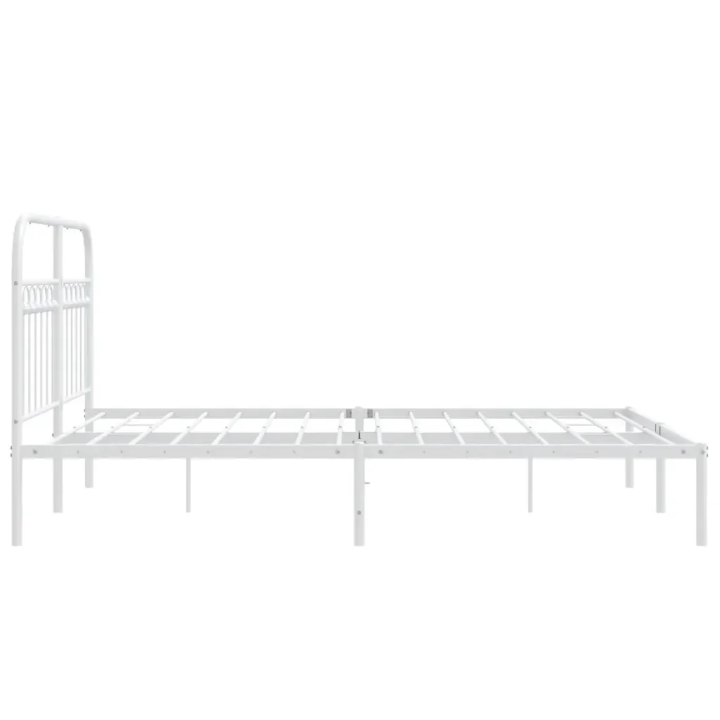 Letto matrimoniale | Letto per adulti | Giroletto con Testiera Metallo Bianco 135x190 cm - Image 5