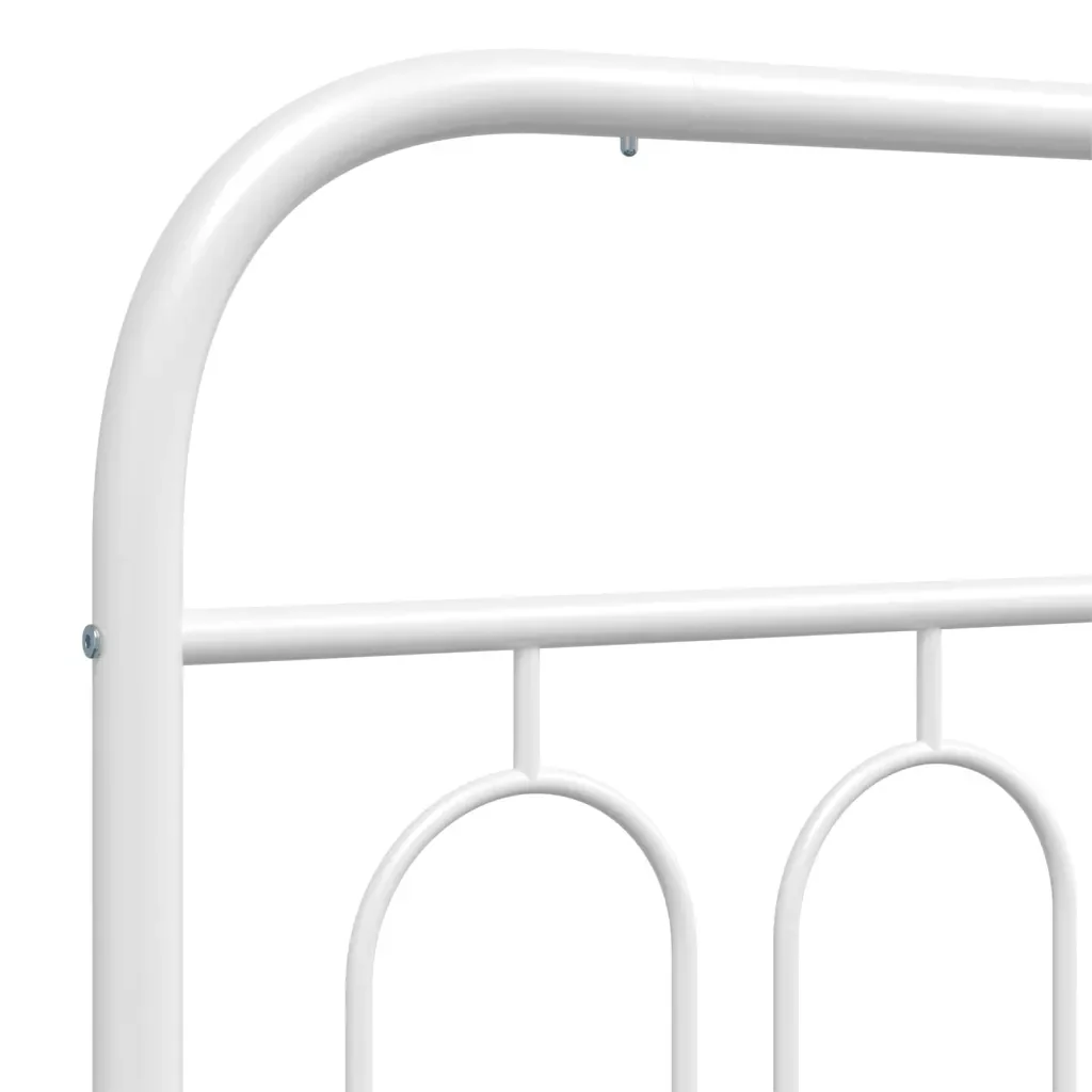 Letto matrimoniale | Letto per adulti | Giroletto con Testiera Metallo Bianco 135x190 cm - Image 7