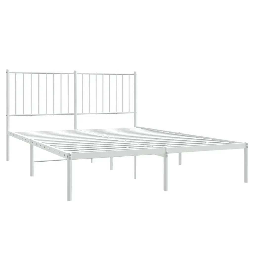 Letto matrimoniale | Letto per adulti | Giroletto con Testiera Metallo Bianco 135x190 cm - Image 3