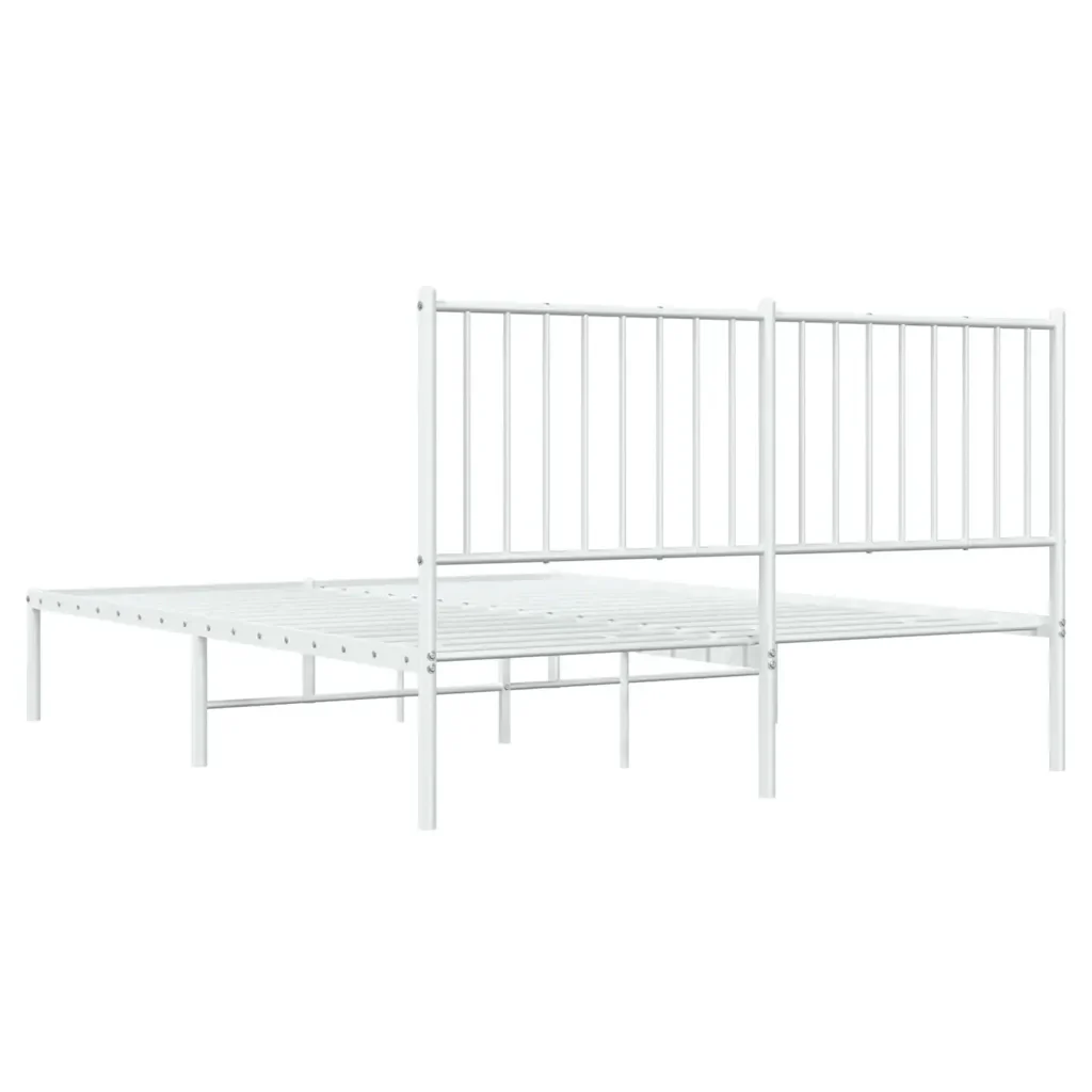 Letto matrimoniale | Letto per adulti | Giroletto con Testiera Metallo Bianco 135x190 cm - Image 8