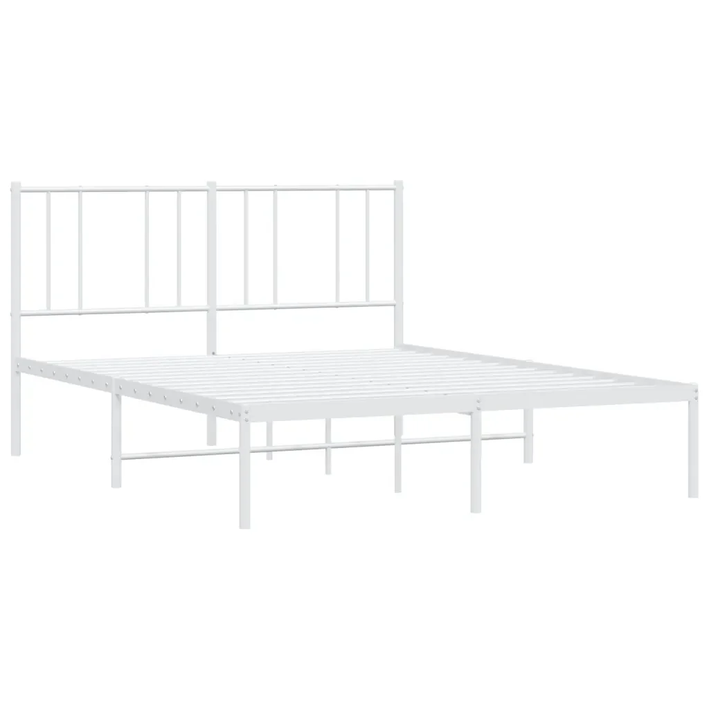 Letto matrimoniale | Letto per adulti | Giroletto con Testiera Metallo Bianco 140x190 cm - Image 4