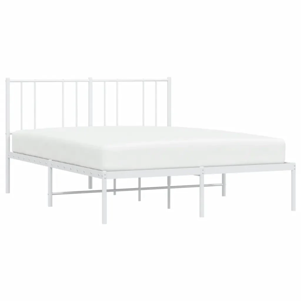 Letto matrimoniale | Letto per adulti | Giroletto con Testiera Metallo Bianco 140x190 cm - Image 5