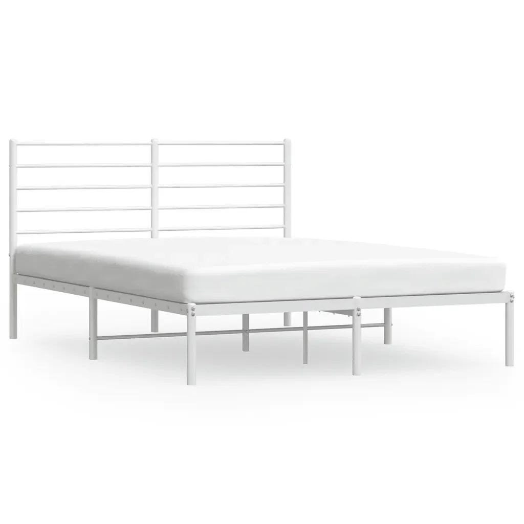 Letto matrimoniale | Letto per adulti | Giroletto con Testiera Metallo Bianco 140x190 cm