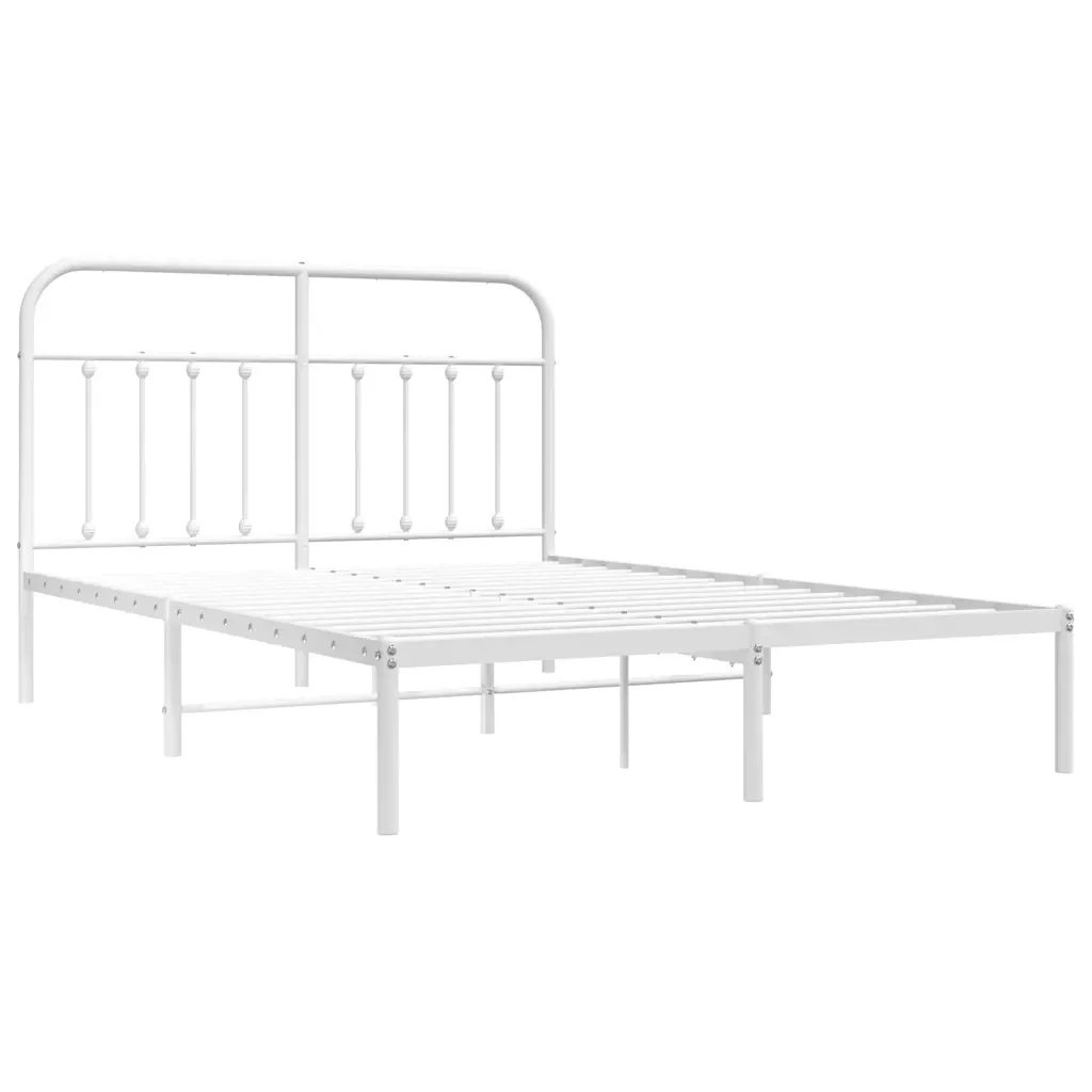Letto matrimoniale | Letto per adulti | Giroletto con Testiera Metallo Bianco 140x190 cm - Image 3