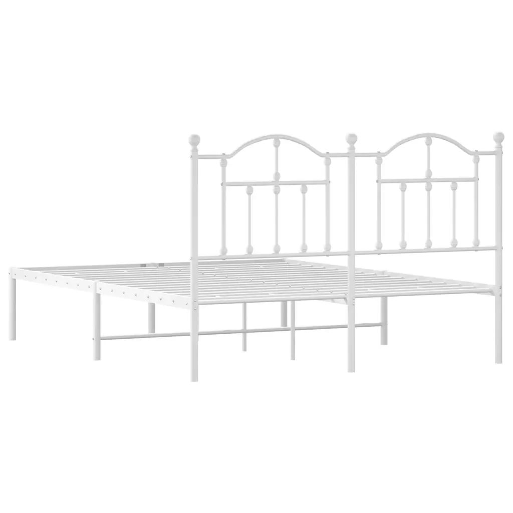 Letto matrimoniale | Letto per adulti | Giroletto con Testiera Metallo Bianco 140x190 cm - Image 7