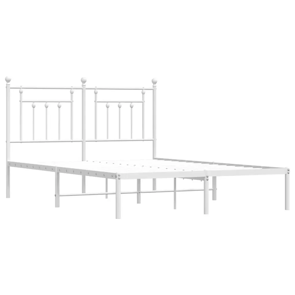 Letto matrimoniale | Letto per adulti | Giroletto con Testiera Metallo Bianco 140x190 cm - Image 4