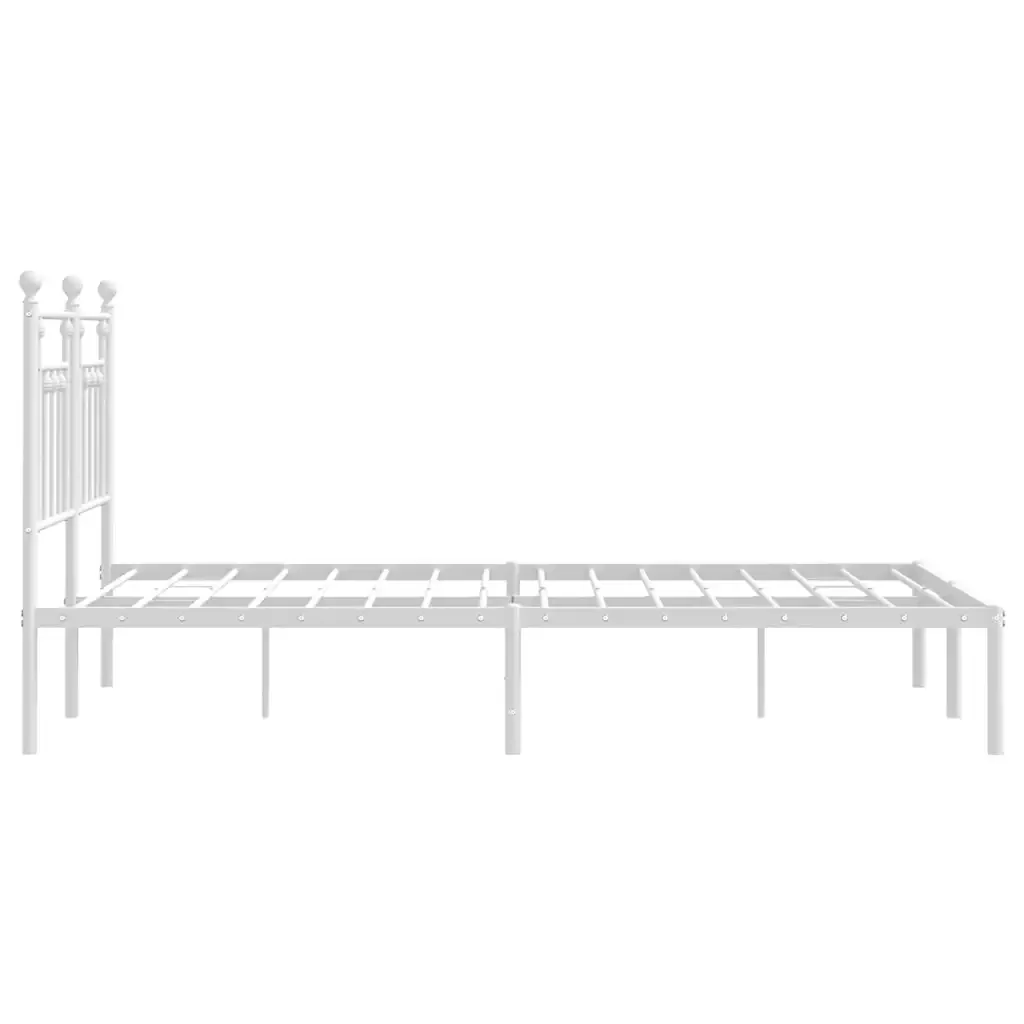 Letto matrimoniale | Letto per adulti | Giroletto con Testiera Metallo Bianco 140x190 cm - Image 7