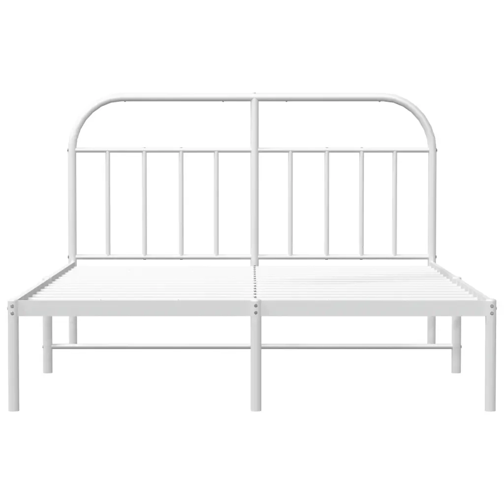 Letto matrimoniale | Letto per adulti | Giroletto con Testiera Metallo Bianco 140x190 cm - Image 6