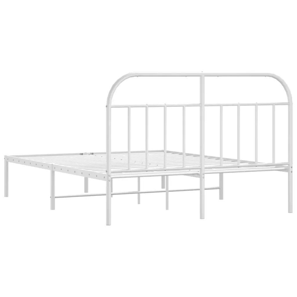 Letto matrimoniale | Letto per adulti | Giroletto con Testiera Metallo Bianco 140x190 cm - Image 8