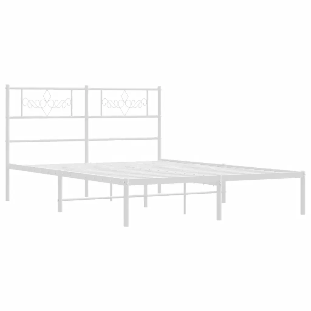 Letto matrimoniale | Letto per adulti | Giroletto con Testiera Metallo Bianco 140x190 cm - Image 4