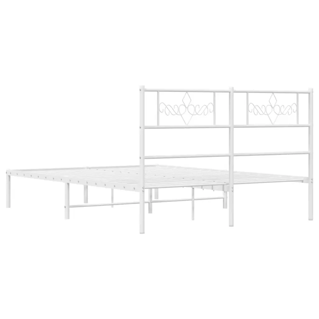 Letto matrimoniale | Letto per adulti | Giroletto con Testiera Metallo Bianco 140x190 cm - Image 7