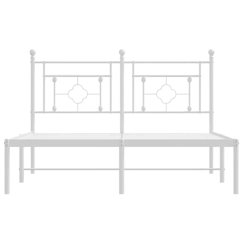 Letto matrimoniale | Letto per adulti | Giroletto con Testiera Metallo Bianco 140x190 cm - Image 5