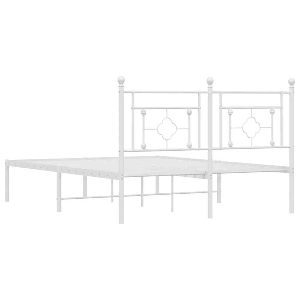 Letto matrimoniale | Letto per adulti | Giroletto con Testiera Metallo Bianco 140x190 cm - Image 7