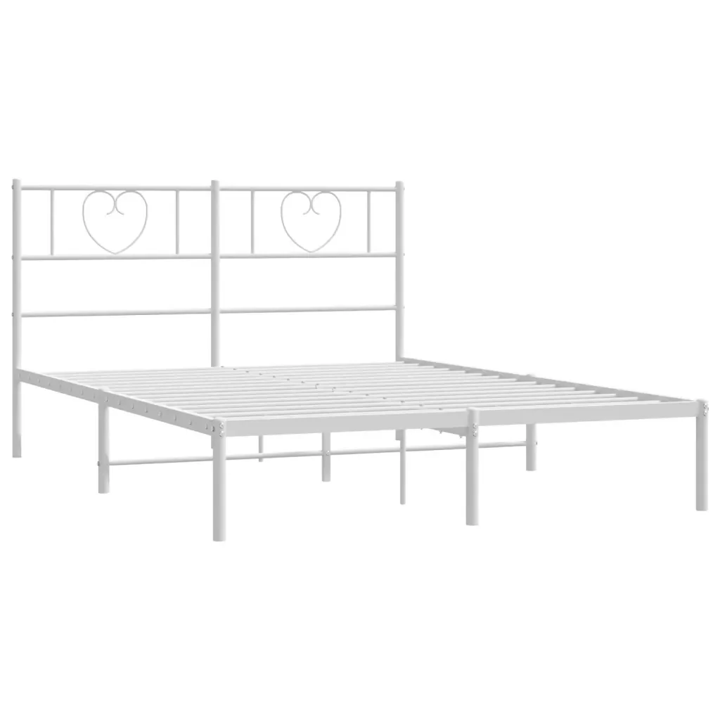 Letto matrimoniale | Letto per adulti | Giroletto con Testiera Metallo Bianco 140x190 cm - Image 5