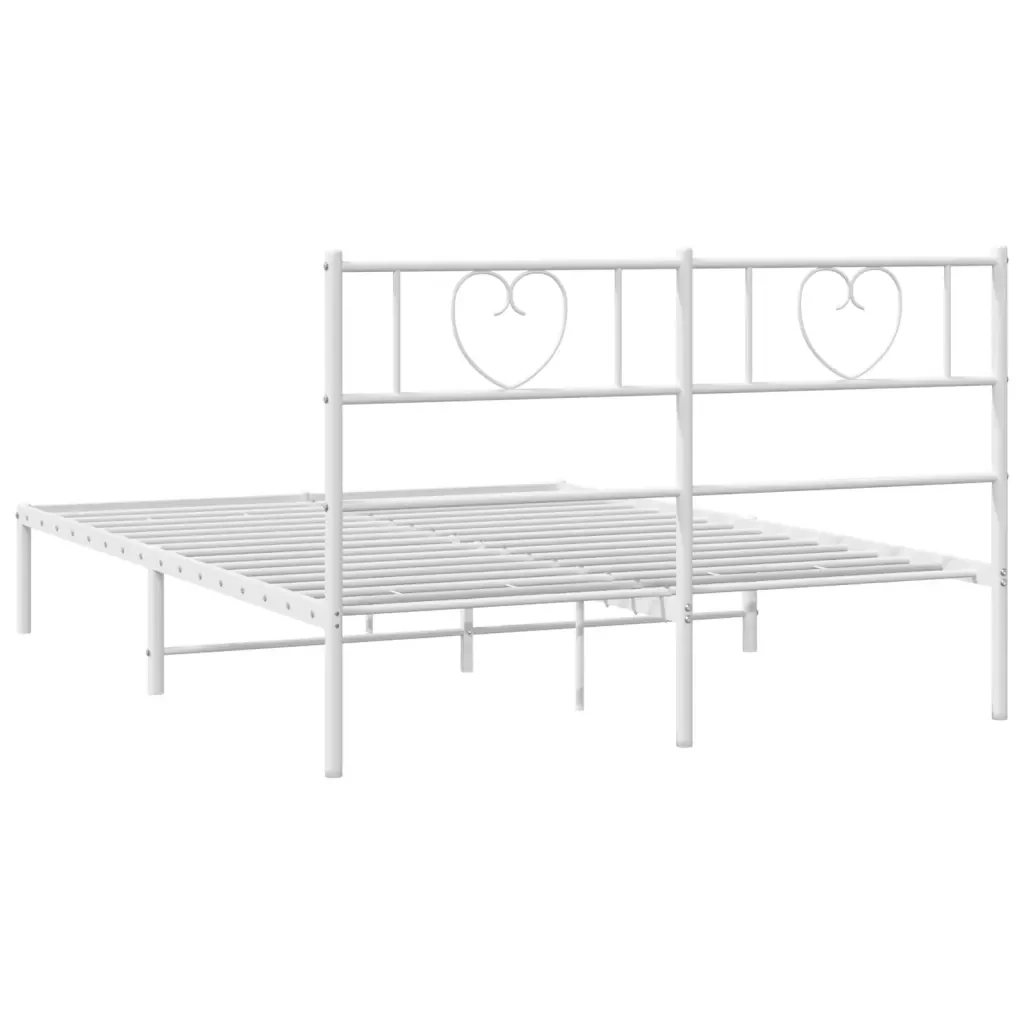 Letto matrimoniale | Letto per adulti | Giroletto con Testiera Metallo Bianco 140x190 cm - Image 7