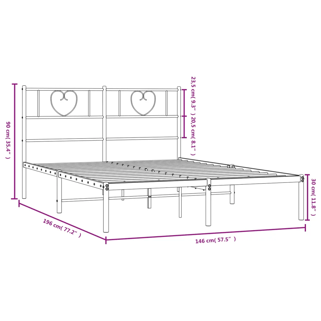 Letto matrimoniale | Letto per adulti | Giroletto con Testiera Metallo Bianco 140x190 cm - Image 9