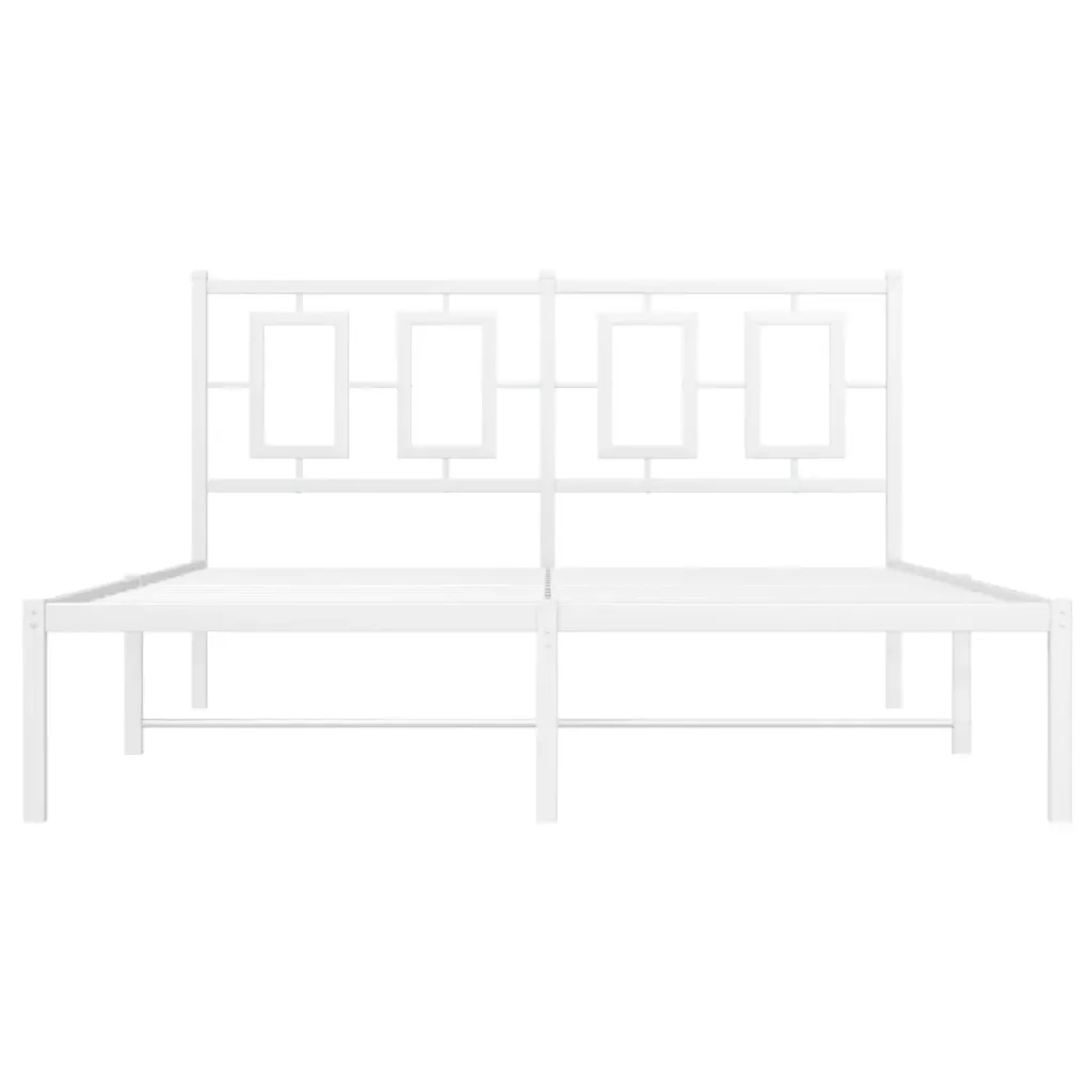 Letto matrimoniale | Letto per adulti | Giroletto con Testiera Metallo Bianco 140x190 cm - Image 5