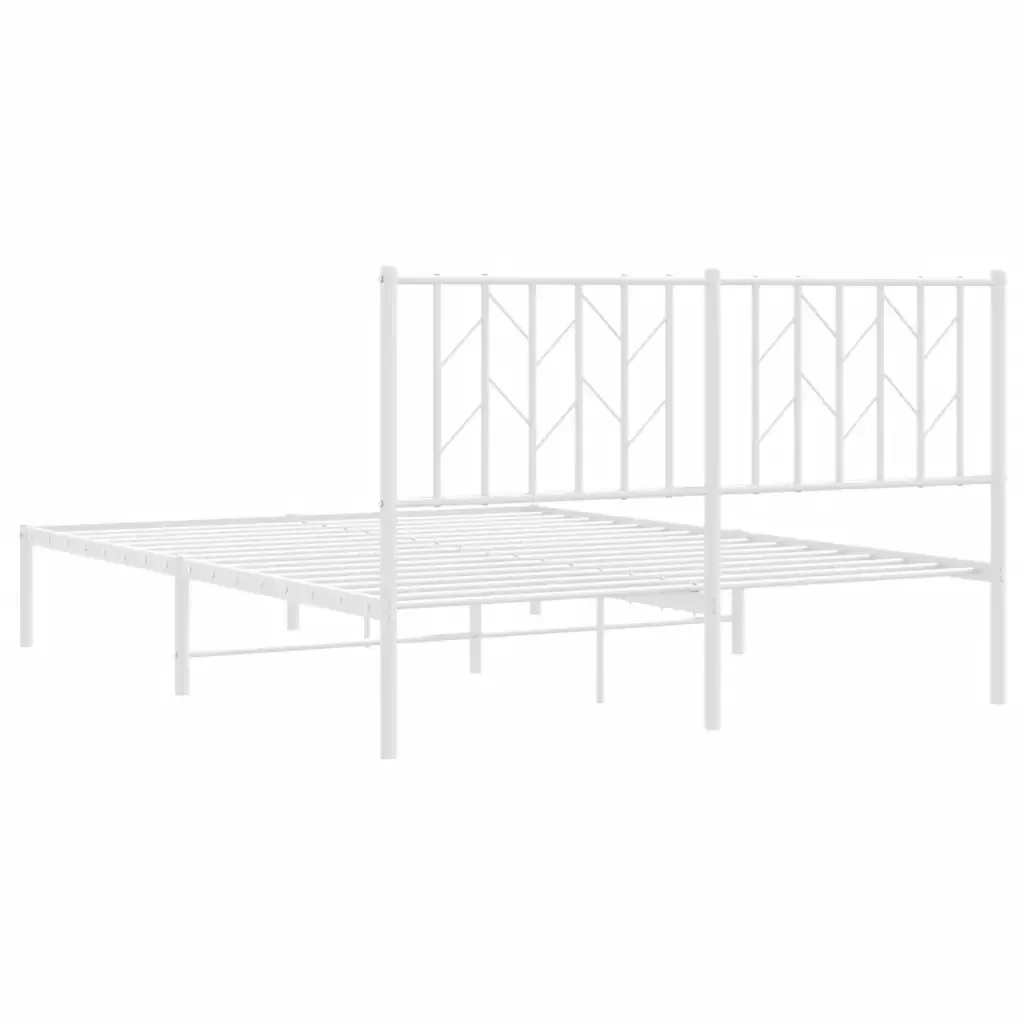Letto matrimoniale | Letto per adulti | Giroletto con Testiera Metallo Bianco 140x190 cm - Image 7