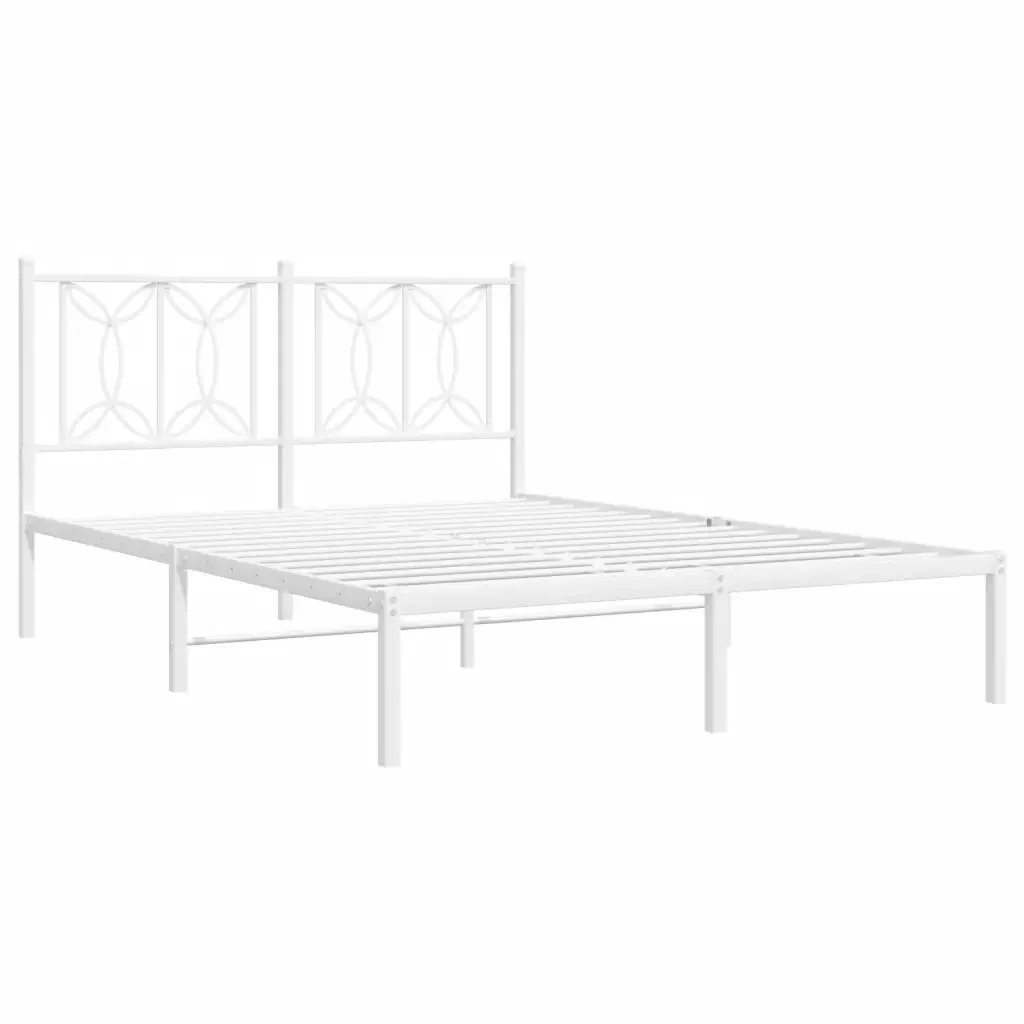 Letto matrimoniale | Letto per adulti | Giroletto con Testiera Metallo Bianco 140x190 cm - Image 3