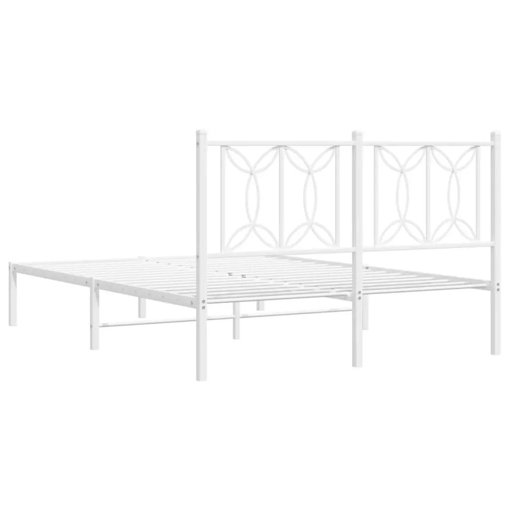 Letto matrimoniale | Letto per adulti | Giroletto con Testiera Metallo Bianco 140x190 cm - Image 6