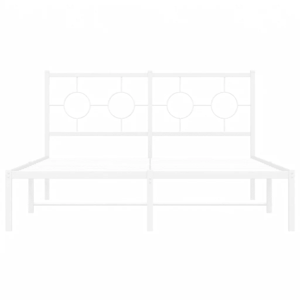 Letto matrimoniale | Letto per adulti | Giroletto con Testiera Metallo Bianco 140x190 cm - Image 5