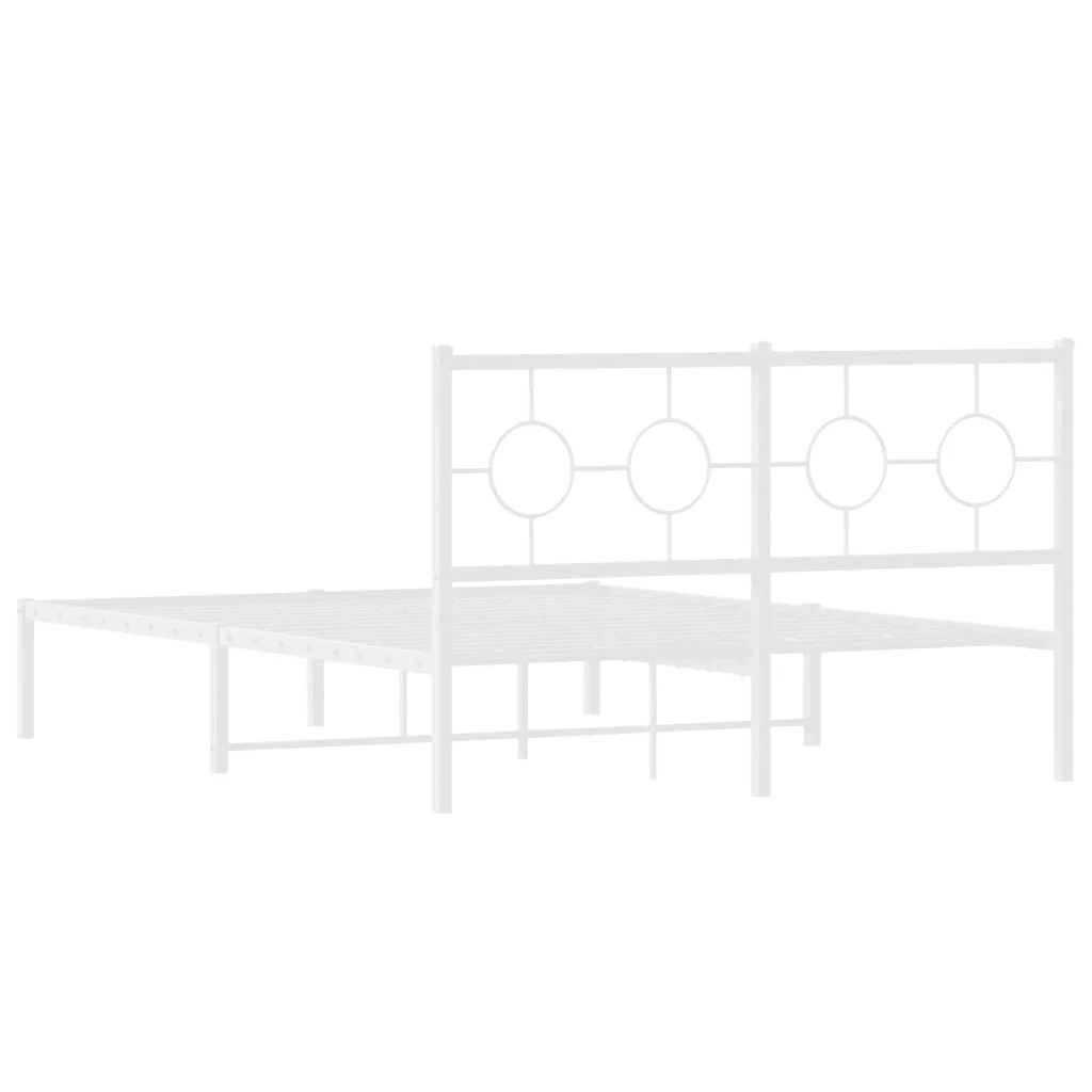 Letto matrimoniale | Letto per adulti | Giroletto con Testiera Metallo Bianco 140x190 cm - Image 7