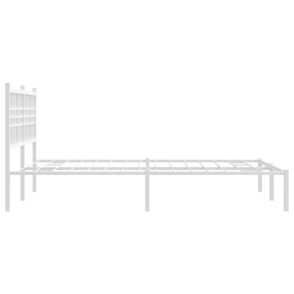 Letto matrimoniale | Letto per adulti | Giroletto con Testiera Metallo Bianco 140x190 cm - Image 5