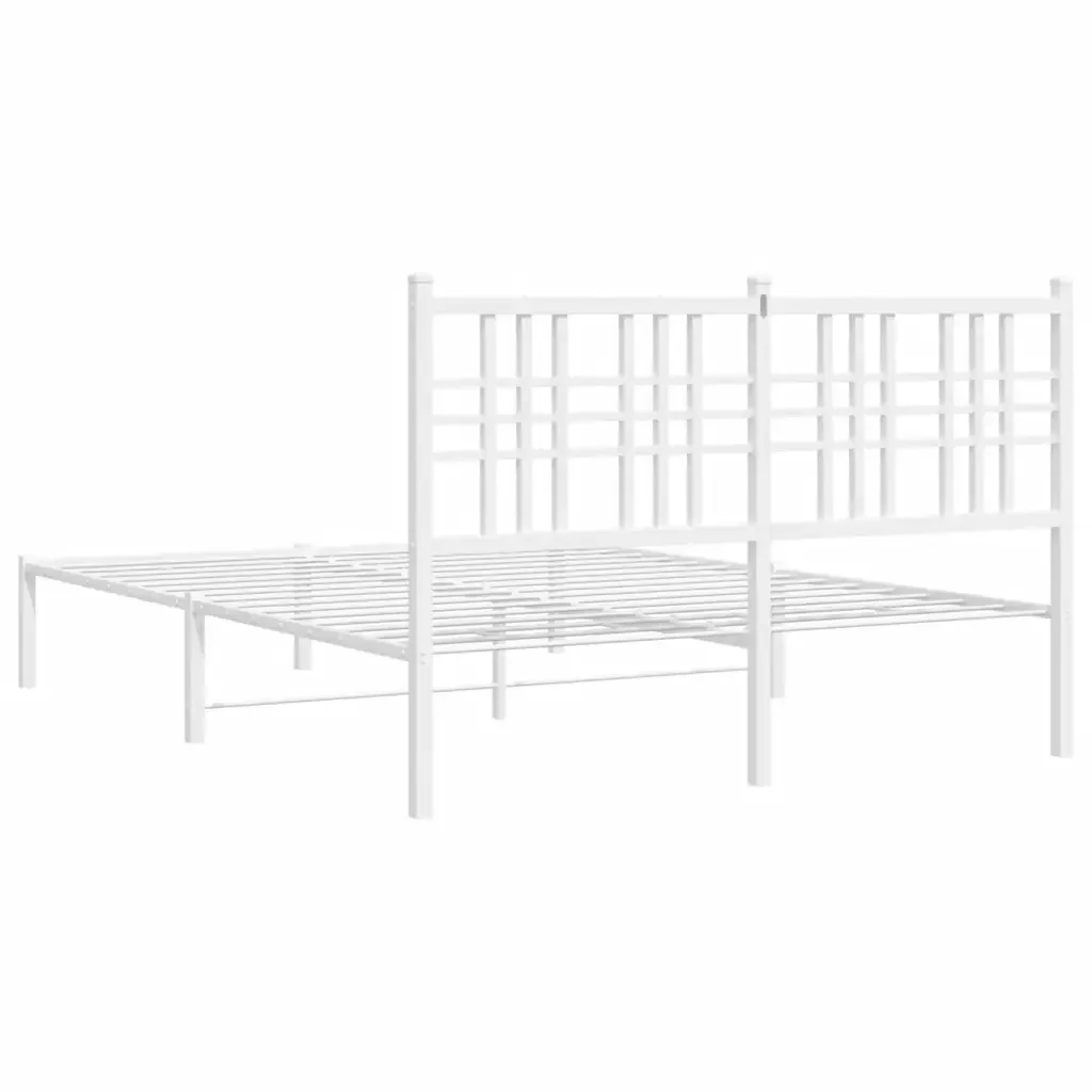 Letto matrimoniale | Letto per adulti | Giroletto con Testiera Metallo Bianco 140x190 cm - Image 6