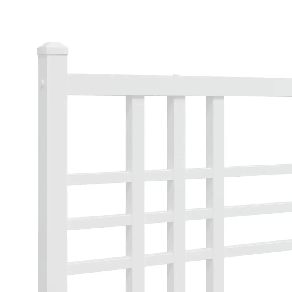 Letto matrimoniale | Letto per adulti | Giroletto con Testiera Metallo Bianco 140x190 cm - Image 7