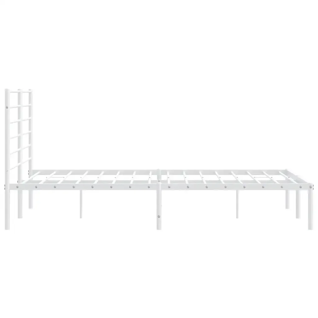 Letto matrimoniale | Letto per adulti | Giroletto con Testiera Metallo Bianco 140x190 cm - Image 7