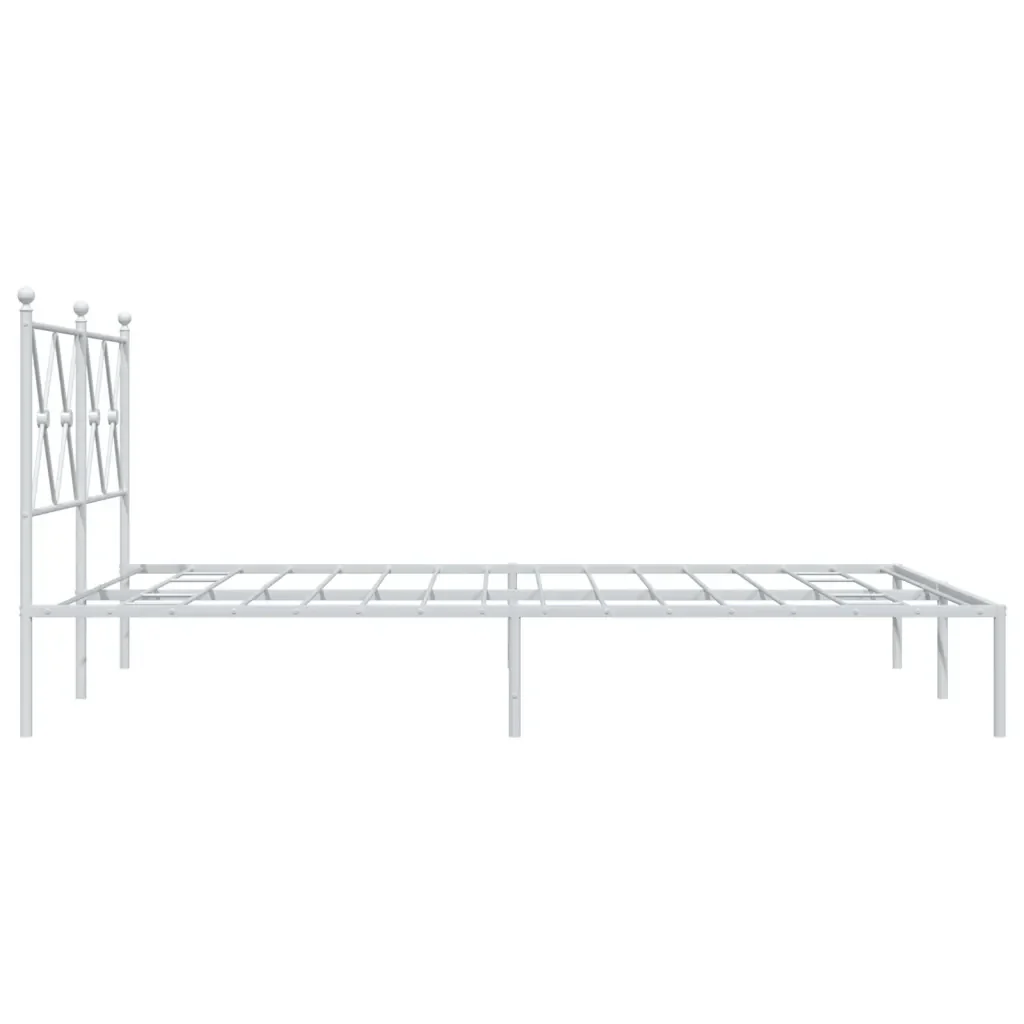 Letto matrimoniale | Letto per adulti | Giroletto con Testiera Metallo Bianco 140x190 cm - Image 5