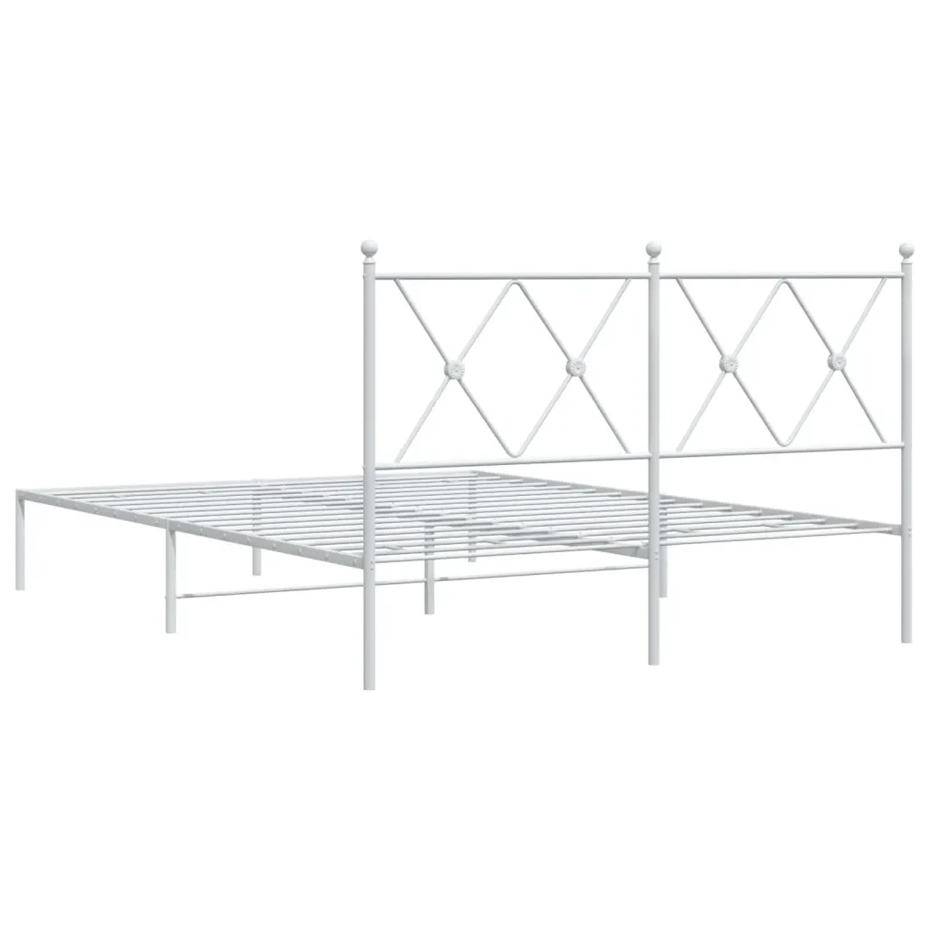 Letto matrimoniale | Letto per adulti | Giroletto con Testiera Metallo Bianco 140x190 cm - Image 6