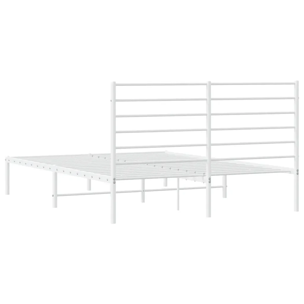 Letto matrimoniale | Letto per adulti | Giroletto con Testiera Metallo Bianco 140x190 cm - Image 8