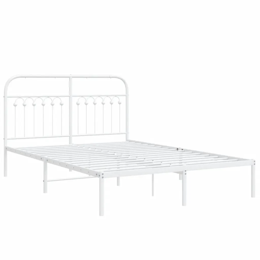 Letto matrimoniale | Letto per adulti | Giroletto con Testiera Metallo Bianco 140x190 cm - Image 4