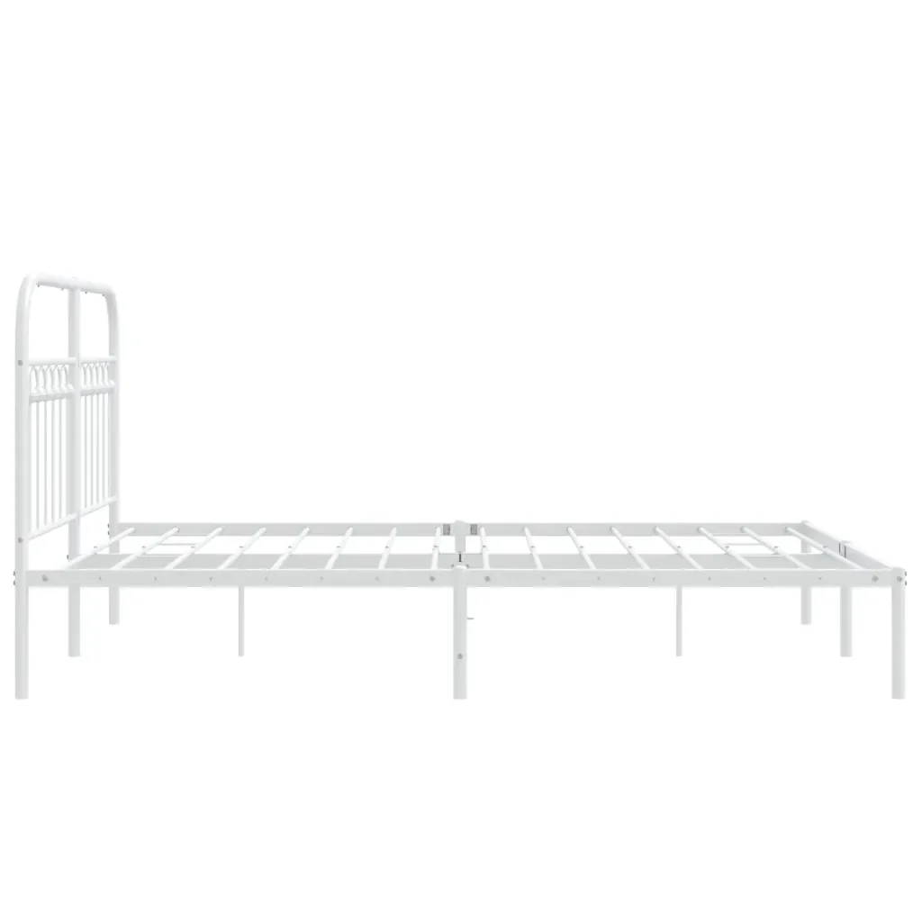 Letto matrimoniale | Letto per adulti | Giroletto con Testiera Metallo Bianco 140x190 cm - Image 5