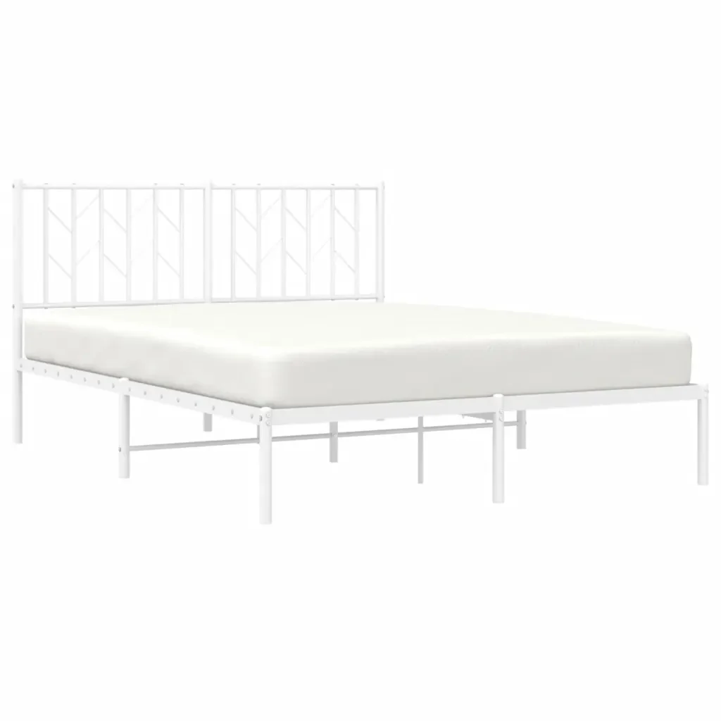 Letto matrimoniale | Letto per adulti | Giroletto con Testiera Metallo Bianco 140x200 cm - Image 4