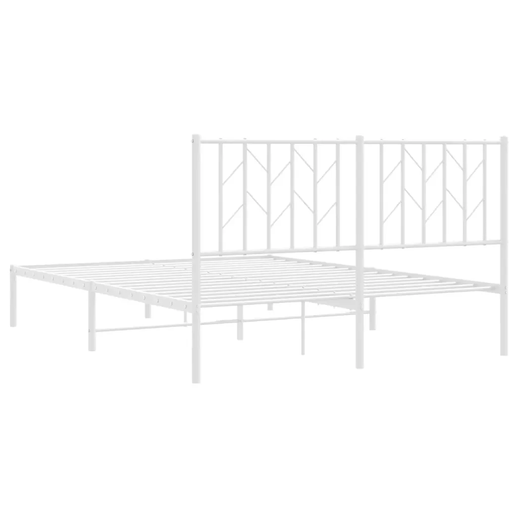 Letto matrimoniale | Letto per adulti | Giroletto con Testiera Metallo Bianco 140x200 cm - Image 7