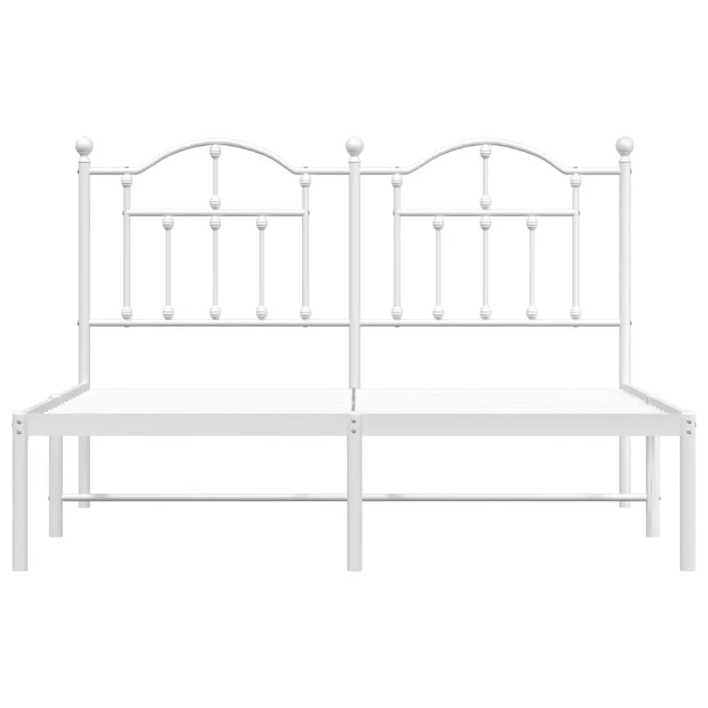 Letto matrimoniale | Letto per adulti | Giroletto con Testiera Metallo Bianco 140x200 cm - Image 5